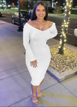 Load image into Gallery viewer, Solid Color Rib Off Shoulder Midi Dress
