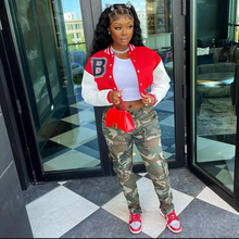 Load image into Gallery viewer, Casual Printed Full Sleeve Short Baseball Jacket
