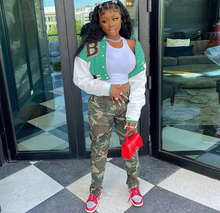 Load image into Gallery viewer, Casual Printed Full Sleeve Short Baseball Jacket
