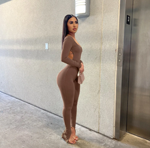 Load image into Gallery viewer, Solid Color Backless Hem Slit Jumpsuit
