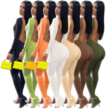 Load image into Gallery viewer, Solid Color Backless Hem Slit Jumpsuit

