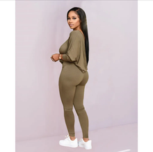 Load image into Gallery viewer, Sexy Slash Shoulder Long Sleeve Two Piece Pants Set

