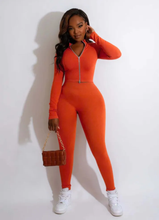 Load image into Gallery viewer, Solid Long Sleeve Zipper 2 Piece Pants Sets
