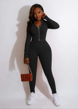 Load image into Gallery viewer, Solid Long Sleeve Zipper 2 Piece Pants Sets
