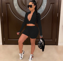 Load image into Gallery viewer, Long Sleeve Long Sleeve Shorts Sport Tight Two Piece Set
