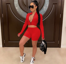 Load image into Gallery viewer, Long Sleeve Long Sleeve Shorts Sport Tight Two Piece Set
