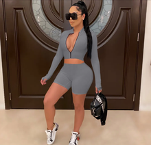 Load image into Gallery viewer, Long Sleeve Long Sleeve Shorts Sport Tight Two Piece Set
