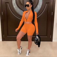 Load image into Gallery viewer, Long Sleeve Long Sleeve Shorts Sport Tight Two Piece Set

