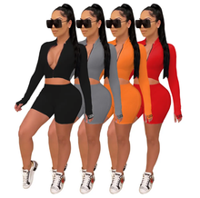 Load image into Gallery viewer, Long Sleeve Long Sleeve Shorts Sport Tight Two Piece Set
