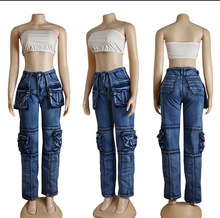 Load image into Gallery viewer, Multi-pocket Causal Straight Jeans
