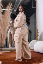 Load image into Gallery viewer, Shaker Fleece Solid Color Zipper Two Piece Pants Set
