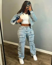 Load image into Gallery viewer, Casual Multi-pockets Straight Jeans
