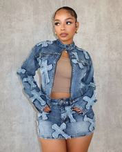 Load image into Gallery viewer, Denim Embroider Jackets And Skirt Two Piece Se
