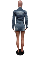 Load image into Gallery viewer, Denim Embroider Jackets And Skirt Two Piece Se
