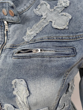 Load image into Gallery viewer, Denim Embroider Jackets And Skirt Two Piece Se

