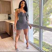 Load image into Gallery viewer, Mesh Hot Drill Sling Mini Dress
