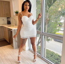 Load image into Gallery viewer, Mesh Hot Drill Sling Mini Dress
