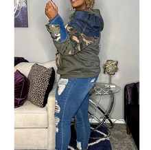 Load image into Gallery viewer, Camouflage Print Patchwork Long Sleeve Sweatshirt
