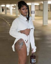 Load image into Gallery viewer, Long Sleeve Lapel Crop Tops And Split Skirts Two Piece Set
