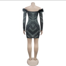 Load image into Gallery viewer, Mesh Long Sleeve Hot Drill Mini Dress
