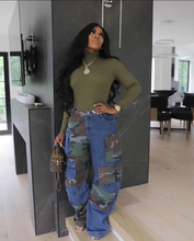 Load image into Gallery viewer, Camouflage Patchwork Denim Loose Jeans
