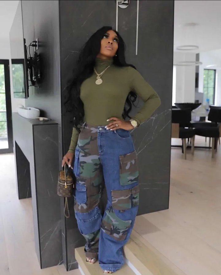 Camouflage Patchwork Denim Loose Jeans