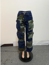 Load image into Gallery viewer, Camouflage Patchwork Denim Loose Jeans
