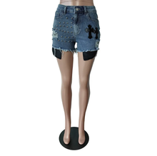 Load image into Gallery viewer, Fashion Beaded Denim Shorts
