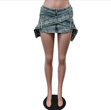 Load image into Gallery viewer, Fashion Slim Belted Denim Skirt
