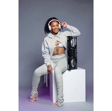 Load image into Gallery viewer, Solid Bandage Hooded Pleated Pants Two Piece Set
