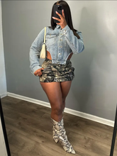 Load image into Gallery viewer, Irregular Side Cutout Short Denim Top
