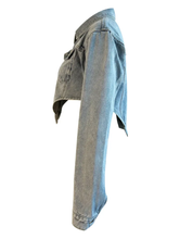 Load image into Gallery viewer, Irregular Side Cutout Short Denim Top
