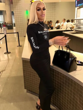 Load image into Gallery viewer, Letter Print Long Sleeve Slim Long Dress
