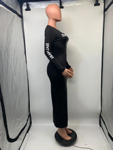Load image into Gallery viewer, Letter Print Long Sleeve Slim Long Dress
