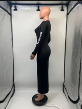 Load image into Gallery viewer, Letter Print Long Sleeve Slim Long Dress
