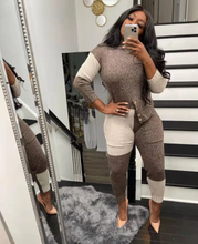 Load image into Gallery viewer, Contrast Color Knitted Sweater Slim 2 Piece Pants Set
