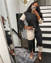 Load image into Gallery viewer, Contrast Color Knitted Sweater Slim 2 Piece Pants Set
