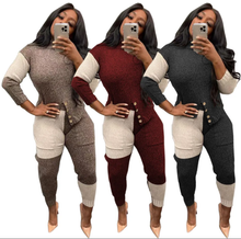 Load image into Gallery viewer, Contrast Color Knitted Sweater Slim 2 Piece Pants Set
