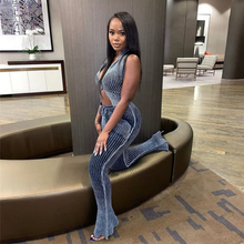Load image into Gallery viewer, Sexy Knits Sleeveless Vest Flare Pants 2 Piece Set
