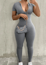 Load image into Gallery viewer, Short Sleeve Solid Slim Jumpsuit
