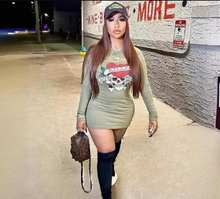 Load image into Gallery viewer, Casual Print Long Sleeve Mini Dress
