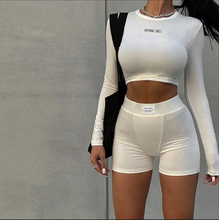 Load image into Gallery viewer, Knit Crew Neck Long Sleeve Shorts Two Piece
