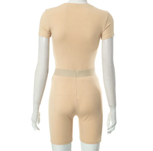 Load image into Gallery viewer, Solid Color Skinny Short Sleeve Top Shorts Casual Suit
