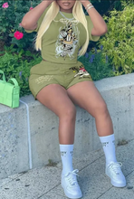 Load image into Gallery viewer, Short Sleeve Print Sport Two Piece Short Set
