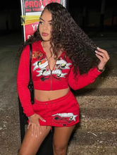Load image into Gallery viewer, Print Long Sleeve Hooded And Skirts 2 Piece Set
