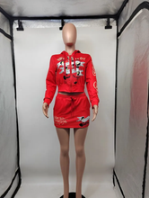 Load image into Gallery viewer, Print Long Sleeve Hooded And Skirts 2 Piece Set
