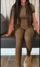 Load image into Gallery viewer, Short Sleeve Solid Color Two Piece Pants Set
