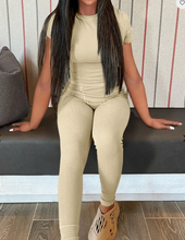 Load image into Gallery viewer, Short Sleeve Solid Color Two Piece Pants Set
