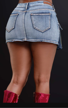 Load image into Gallery viewer, Fashion Stained Denim Mini Skirt
