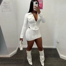 Load image into Gallery viewer, Long Sleeve Lapel Shirt And Skirt Two Piece Set
